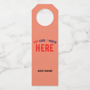 STYLISH MODERN CUSTOM CORAL ORANGE VERIFIED BRAND BOTTLE TAG