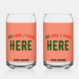 STYLISH MODERN CUSTOM CORAL ORANGE VERIFIED BRAND CAN GLASS