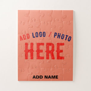 STYLISH MODERN CUSTOM CORAL ORANGE VERIFIED BRAND JIGSAW PUZZLE
