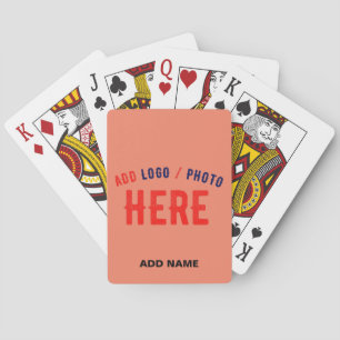 STYLISH MODERN CUSTOM CORAL ORANGE VERIFIED BRAND PLAYING CARDS