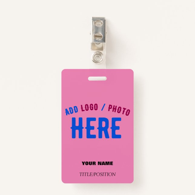 STYLISH MODERN CUSTOM CUTE HOT PINK VERIFIED BRAND ID BADGE (Front with Clip)