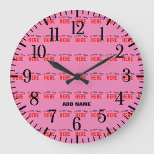STYLISH MODERN CUSTOM CUTE HOT PINK VERIFIED BRAND LARGE CLOCK