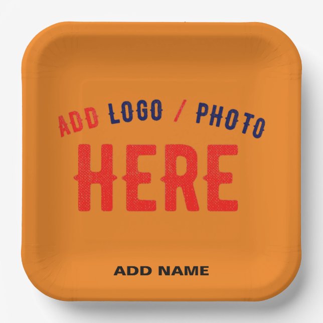 STYLISH MODERN CUSTOM DARK ORANGE VERIFIED BRANDED PAPER PLATE (Front)