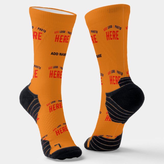STYLISH MODERN CUSTOM DARK ORANGE VERIFIED BRANDED SOCKS (Angled)