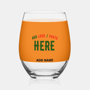 STYLISH MODERN CUSTOM DARK ORANGE VERIFIED BRANDED STEMLESS WINE GLASS