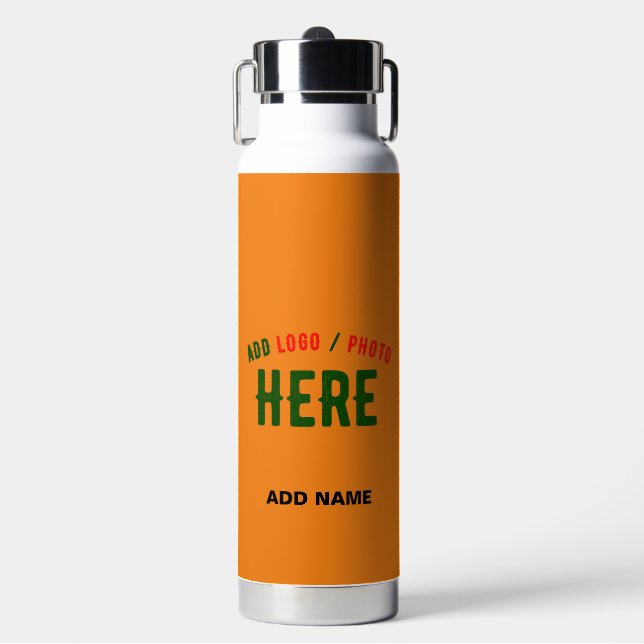 STYLISH MODERN CUSTOM DARK ORANGE VERIFIED BRANDED WATER BOTTLE (Front)