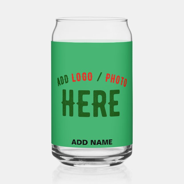 STYLISH MODERN CUSTOM EMERALD GREEN VERIFIED BRAND CAN GLASS (Front)