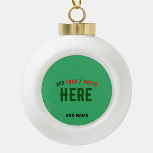 STYLISH MODERN CUSTOM EMERALD GREEN VERIFIED BRAND CERAMIC BALL CHRISTMAS ORNAMENT