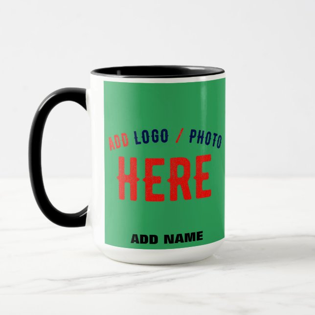 STYLISH MODERN CUSTOM EMERALD GREEN VERIFIED BRAND MUG (Left)