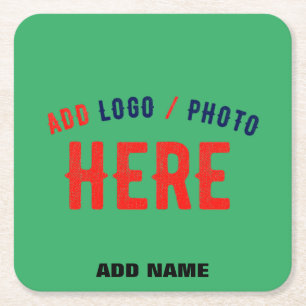 STYLISH MODERN CUSTOM EMERALD GREEN VERIFIED BRAND SQUARE PAPER COASTER