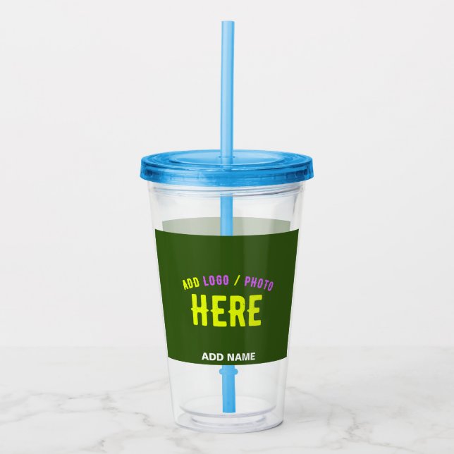 STYLISH MODERN CUSTOM FOREST GREEN VERIFIED BRAND ACRYLIC TUMBLER (Front)