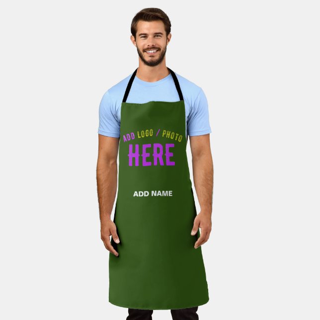 STYLISH MODERN CUSTOM FOREST GREEN VERIFIED BRAND APRON (Worn)