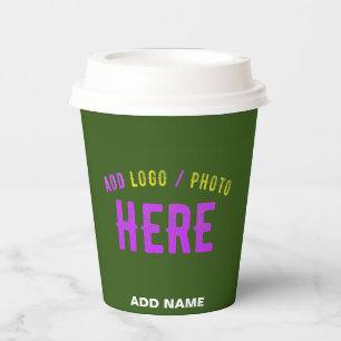 STYLISH MODERN CUSTOM FOREST GREEN VERIFIED BRAND PAPER CUPS