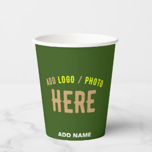 STYLISH MODERN CUSTOM FOREST GREEN VERIFIED BRAND PAPER CUPS