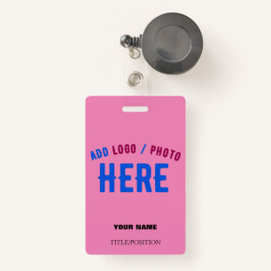 STYLISH MODERN CUSTOM HOT PINK BRANDED RETRACTABLE ID BADGE