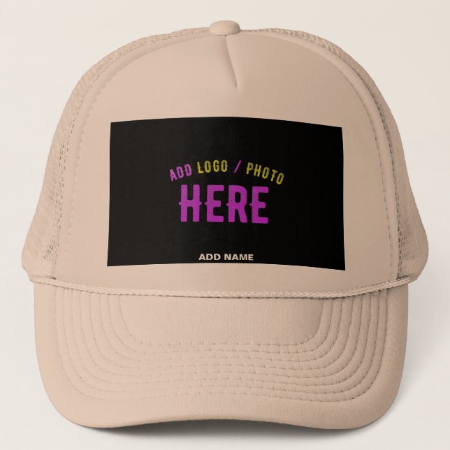 STYLISH MODERN CUSTOM KHAKI BLACK VERIFIED BRANDED TRUCKER HAT (Front)