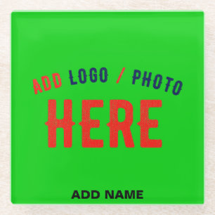 STYLISH MODERN CUSTOM LIME GREEN VERIFIED BRANDED GLASS COASTER