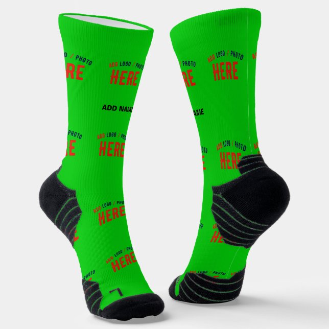 STYLISH MODERN CUSTOM LIME GREEN VERIFIED BRANDED SOCKS (Angled)