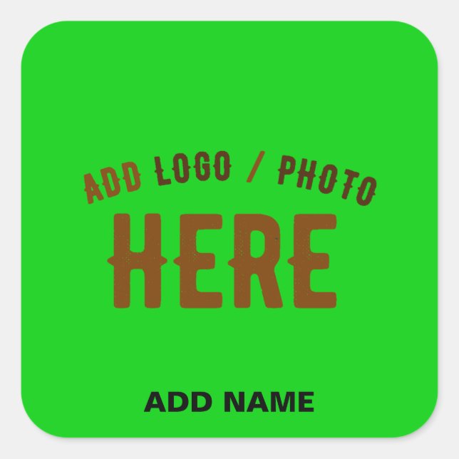 STYLISH MODERN CUSTOM LIME GREEN VERIFIED BRANDED SQUARE STICKER (Front)