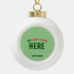 STYLISH MODERN CUSTOM MINT GREEN VERIFIED BRANDED CERAMIC BALL CHRISTMAS ORNAMENT