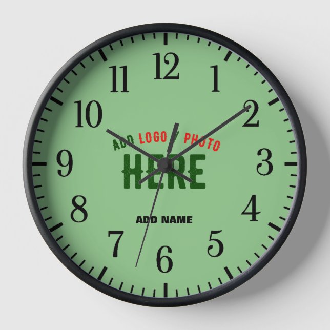 STYLISH MODERN CUSTOM MINT GREEN VERIFIED BRANDED CLOCK (Front)