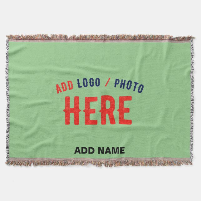 STYLISH MODERN CUSTOM MINT GREEN VERIFIED BRANDED THROW BLANKET (Front)