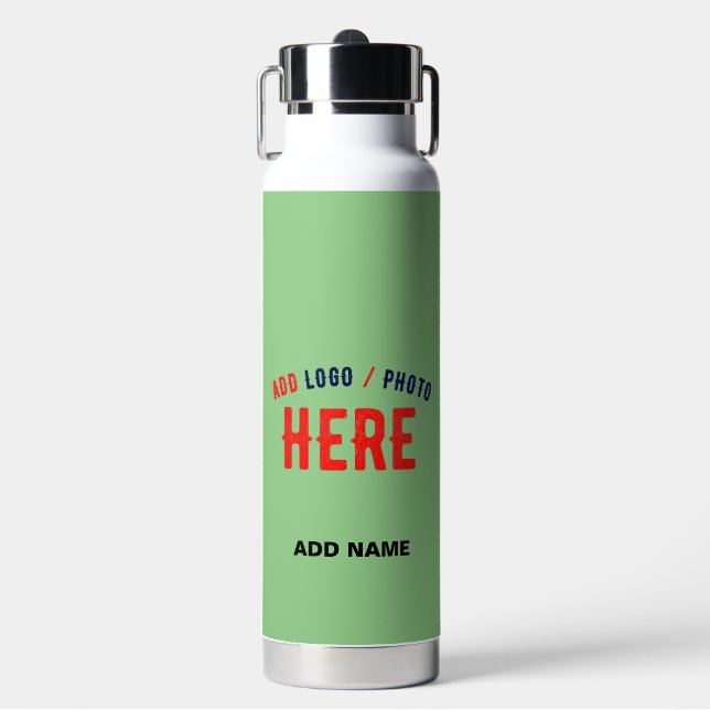 STYLISH MODERN CUSTOM MINT GREEN VERIFIED BRANDED WATER BOTTLE (Front)