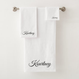 STYLISH MODERN CUSTOM NAME BRIDE BACHELOR PARTY BATH TOWEL SET