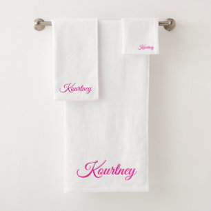 STYLISH MODERN CUSTOM NAME BRIDE BACHELOR PARTY  BATH TOWEL SET