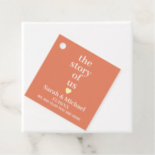 STYLISH MODERN CUSTOM NAME CLASSIC ORANGE WEDDING FAVOUR TAGS