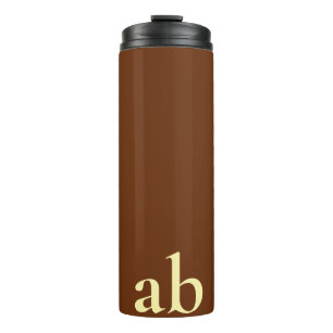 STYLISH MODERN CUSTOM NAME DARK BROWN GYM TRAVEL THERMAL TUMBLER