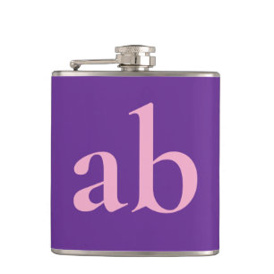 STYLISH MODERN CUSTOM NAME PURPLE PINK WEDDING HIP FLASK