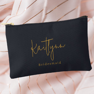 Stylish Modern Custom Name Script Bridesmaid  Accessory Pouch