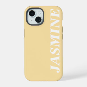 STYLISH MODERN CUSTOM NAME SOLID BEIGE COLOUR iPhone 15 CASE