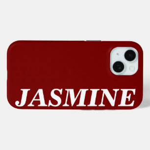 STYLISH MODERN CUSTOM NAME SOLID CHERRY RED COLOUR iPhone 15 CASE
