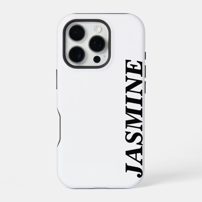 STYLISH MODERN CUSTOM NAME SOLID WHITE COLOUR  iPhone CASE (Back)