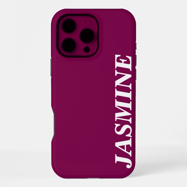 STYLISH MODERN CUSTOM NAME SOLID WINE COLOUR iPhone CASE (Back)