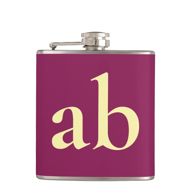  STYLISH MODERN CUSTOM NAME WINE BEIGE  WEDDING HIP FLASK (Front)