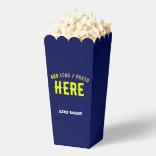 STYLISH MODERN CUSTOM NAVY BLUE BRANDED POPCORN FAVOUR BOX