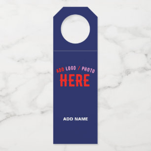 STYLISH MODERN CUSTOM NAVY BLUE VERIFIED BRANDED BOTTLE TAG