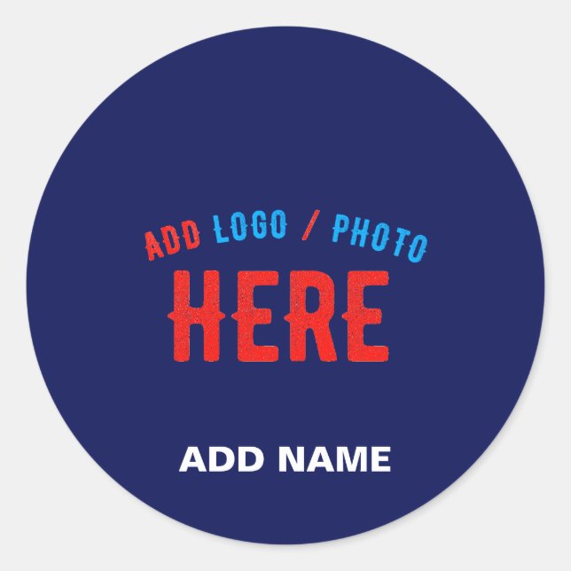 STYLISH MODERN CUSTOM NAVY BLUE VERIFIED BRANDED CLASSIC ROUND STICKER (Front)