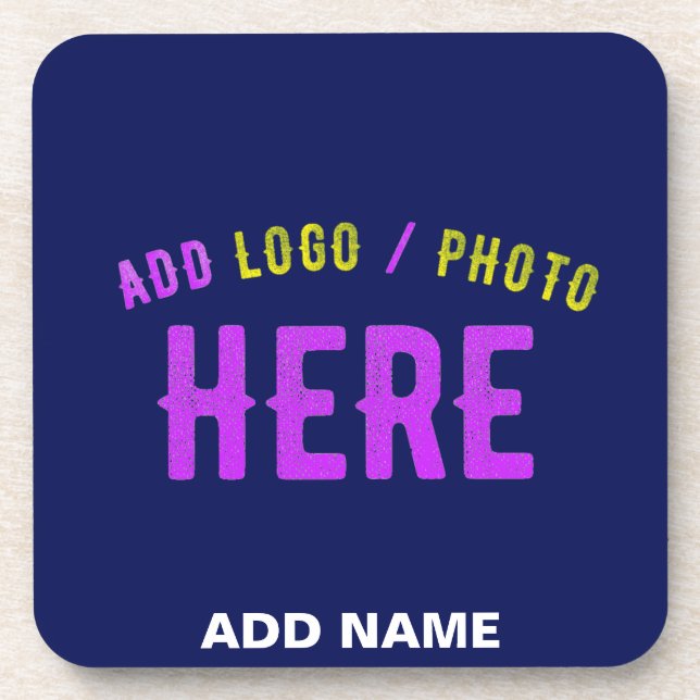 STYLISH MODERN CUSTOM NAVY BLUE VERIFIED BRANDED COASTER (Front)