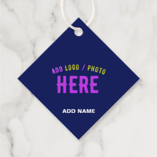 STYLISH MODERN CUSTOM NAVY BLUE VERIFIED BRANDED FAVOUR TAGS