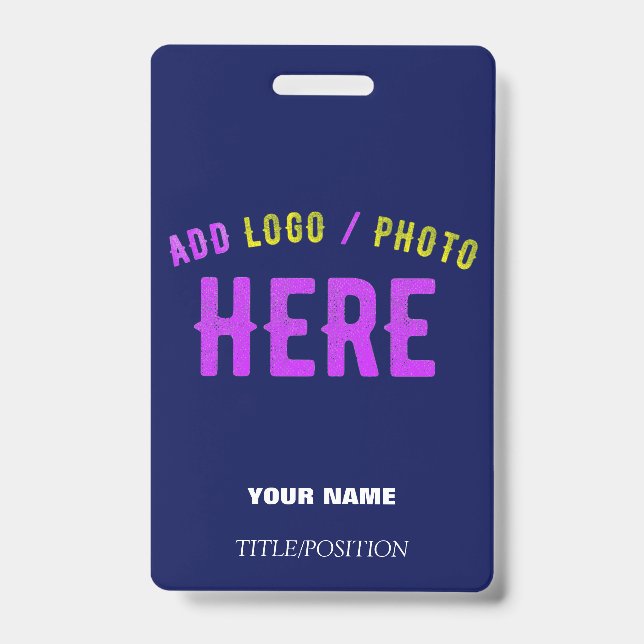 STYLISH MODERN CUSTOM NAVY BLUE VERIFIED BRANDED ID BADGE (Front)