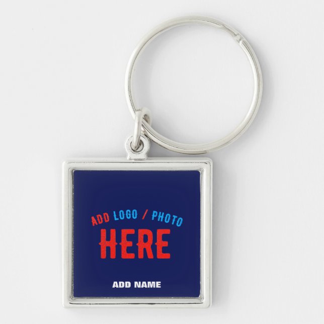 STYLISH MODERN CUSTOM NAVY BLUE VERIFIED BRANDED KEY RING (Front)