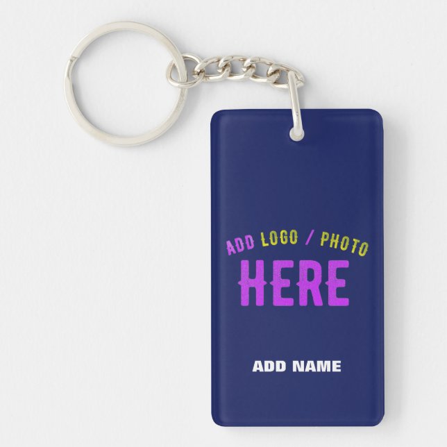 STYLISH MODERN CUSTOM NAVY BLUE VERIFIED BRANDED KEY RING (Front)