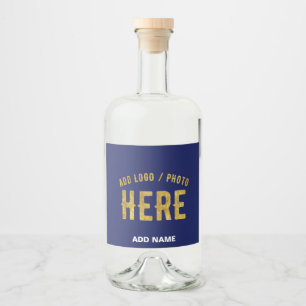 STYLISH MODERN CUSTOM NAVY BLUE VERIFIED BRANDED LIQUOR BOTTLE LABEL