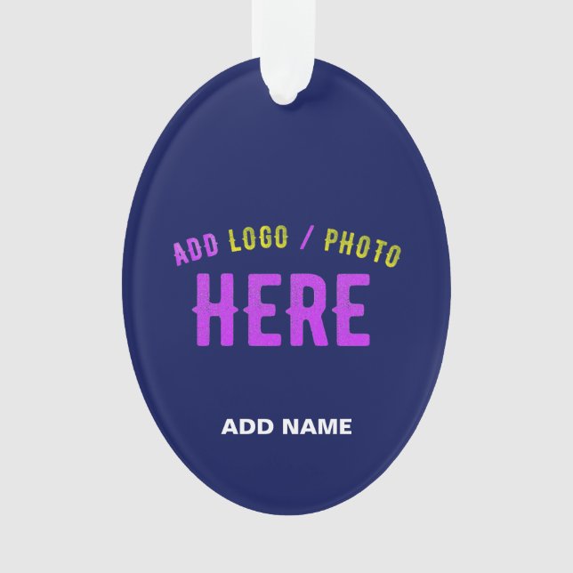 STYLISH MODERN CUSTOM NAVY BLUE VERIFIED BRANDED ORNAMENT (Front)