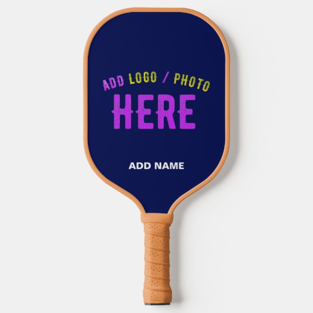 STYLISH MODERN CUSTOM NAVY BLUE VERIFIED BRANDED PICKLEBALL PADDLE (Front)