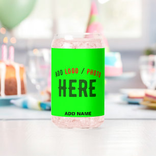 STYLISH MODERN CUSTOM NEON GREEN VERIFIED BRANDED CAN GLASS
